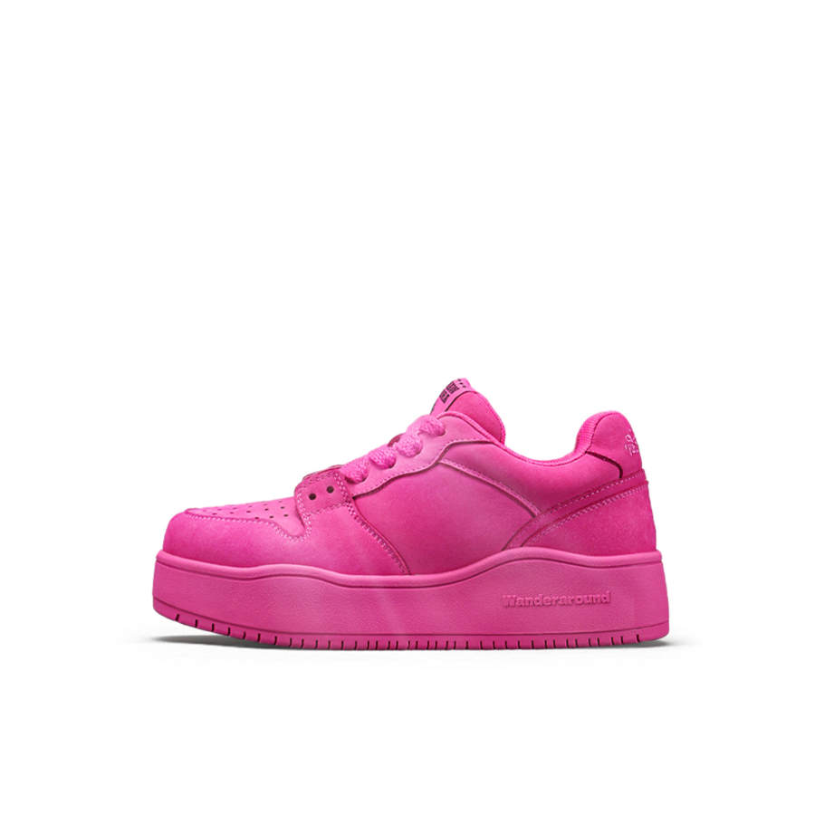 WANDER AROUND Cow Leather Abrasion Resistant Height Increasing Low top Skateboard Shoes Unisex Rose Red