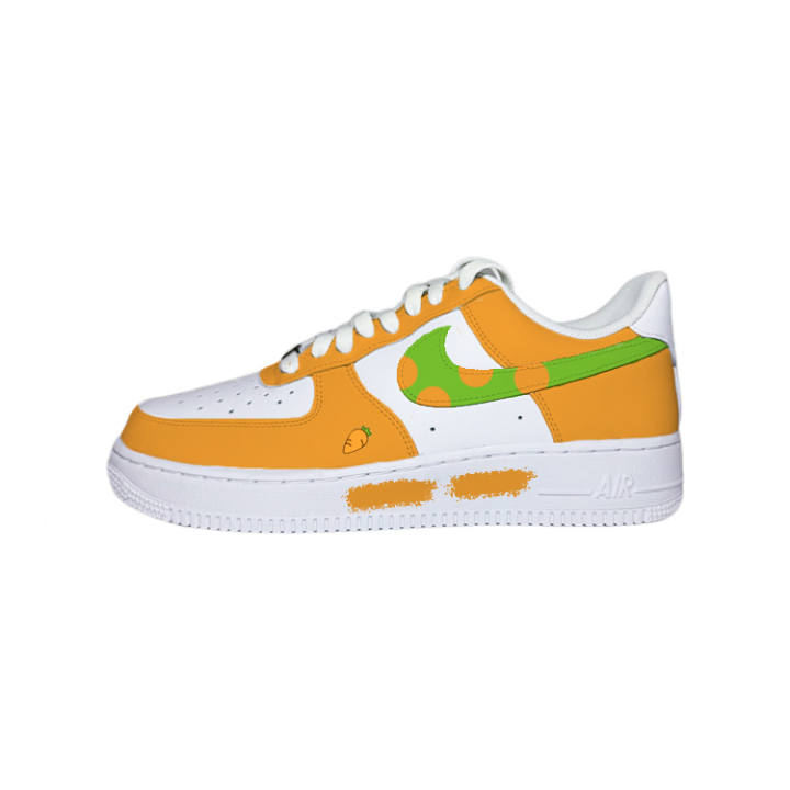 Nike Nike Air Force 1 07 Ascorbic Acid Leather Low top Skateboard Shoes Men's White Orange Green