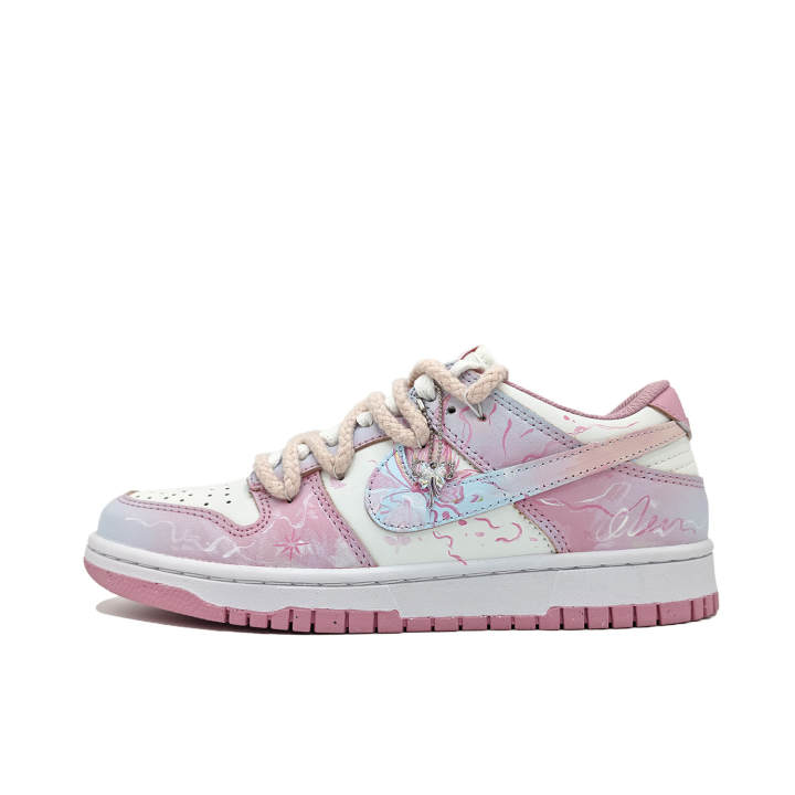 Nike Nike Dunk Butterfly Pink Whisper Abrasion Resistant Low top Skateboard Shoes Women's Pink
