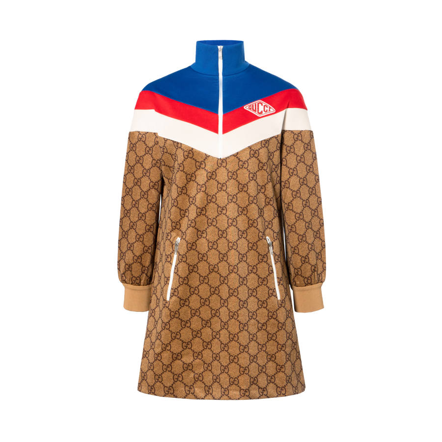 GUCCI SS22 Long Sleeved Dress Women's Brown