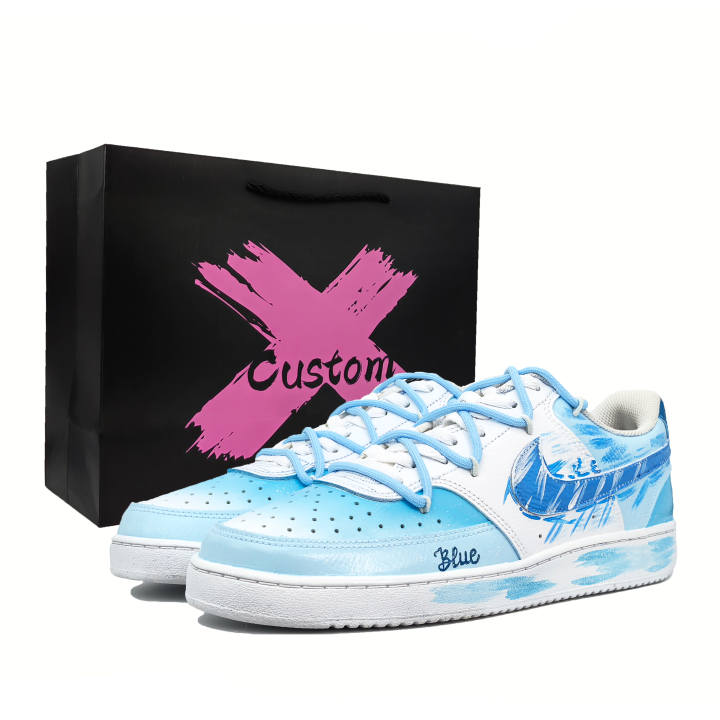 Nike Nike Court Vision 1 Abrasion Resistant Low top Skateboard Shoes Men's White Blue