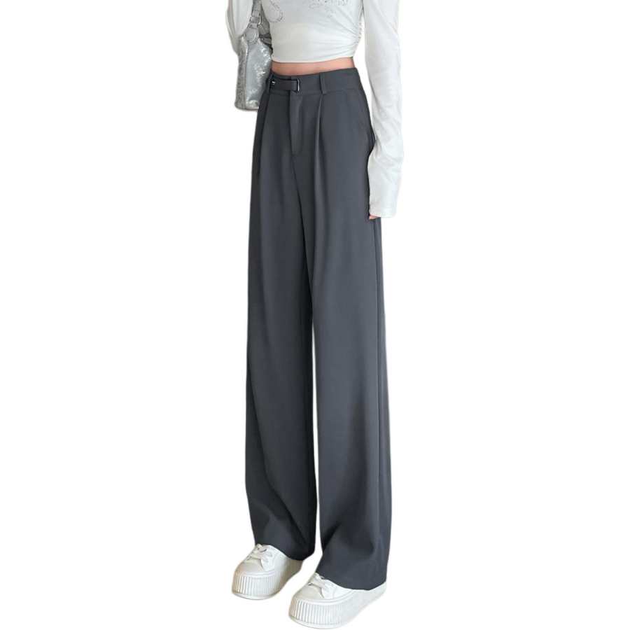 Tonlion Casual Pants Women's Dark Gray Moderate Wide Leg Pants