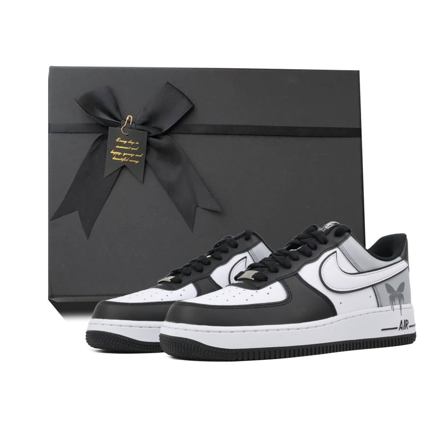 Nike Nike Air Force 1 'Panda Butterfly Realm, Panda Abrasion Resistant Balance Low top Skateboard Shoes Unisex