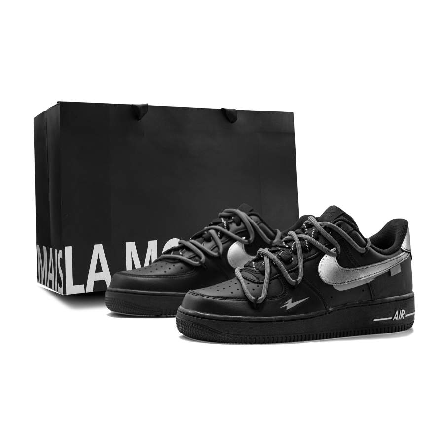 Nike Nike Air Force 1 Silver Black Warrior Abrasion Resistant Low top Skateboard Shoes Unisex Silver Black