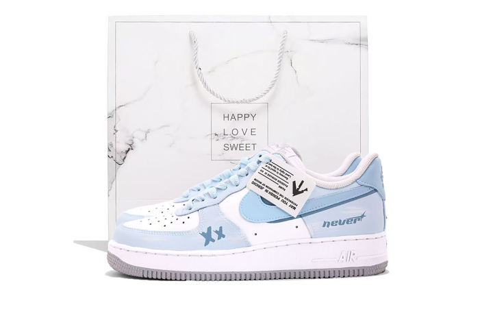 Nike Nike Air Force 1 Coverage Abrasion Resistant Coverage Abrasion Resistant Low top Skateboard Shoes Unisex Blue White