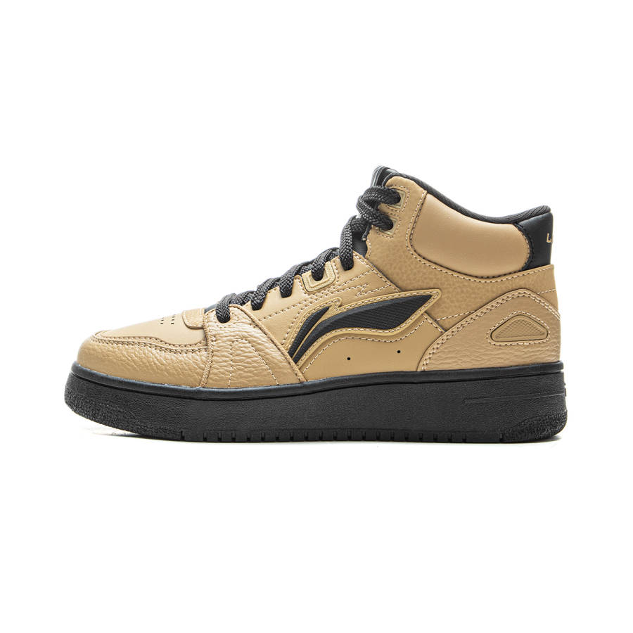 Li-Ning Li Ning Tianji HI Slip Resistant Cushioning Abrasion Resistant Mid top Skateboard Shoes Women's Brown Black