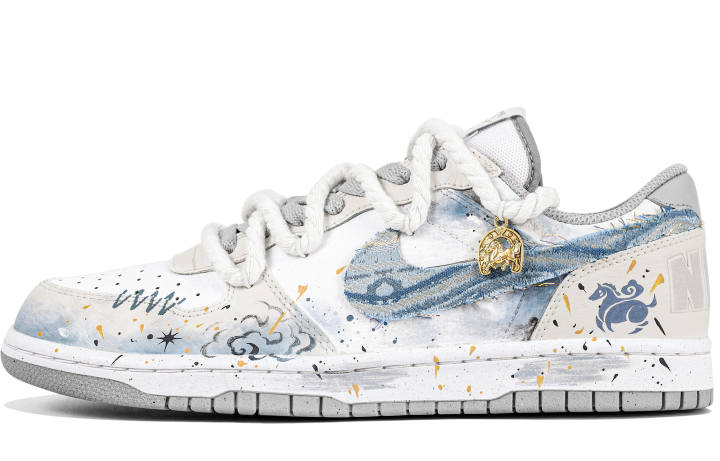 Nike Nike Big Horse Year Auspicious, Ink Splatter, Blended, Applique, Hand Drawn Distressed, Auspicious Clouds