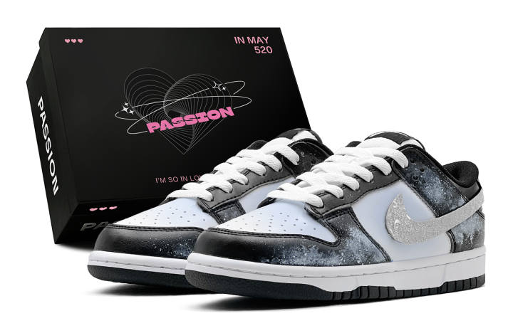 Nike Nike Dunk Romantic Treat, Lunar Wander, Versatile Fashion, Arts Creative Low top Skateboard Shoes Women's Silver Blue