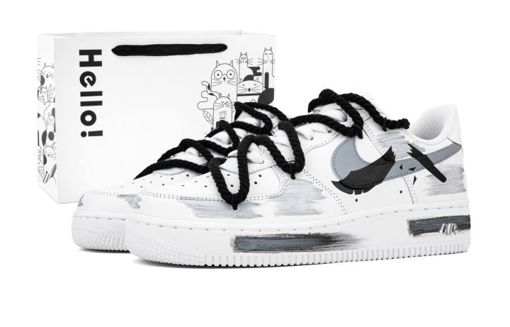 Nike Nike Air Force 1 Low top Skateboard Shoes Unisex, Black, White, Gray