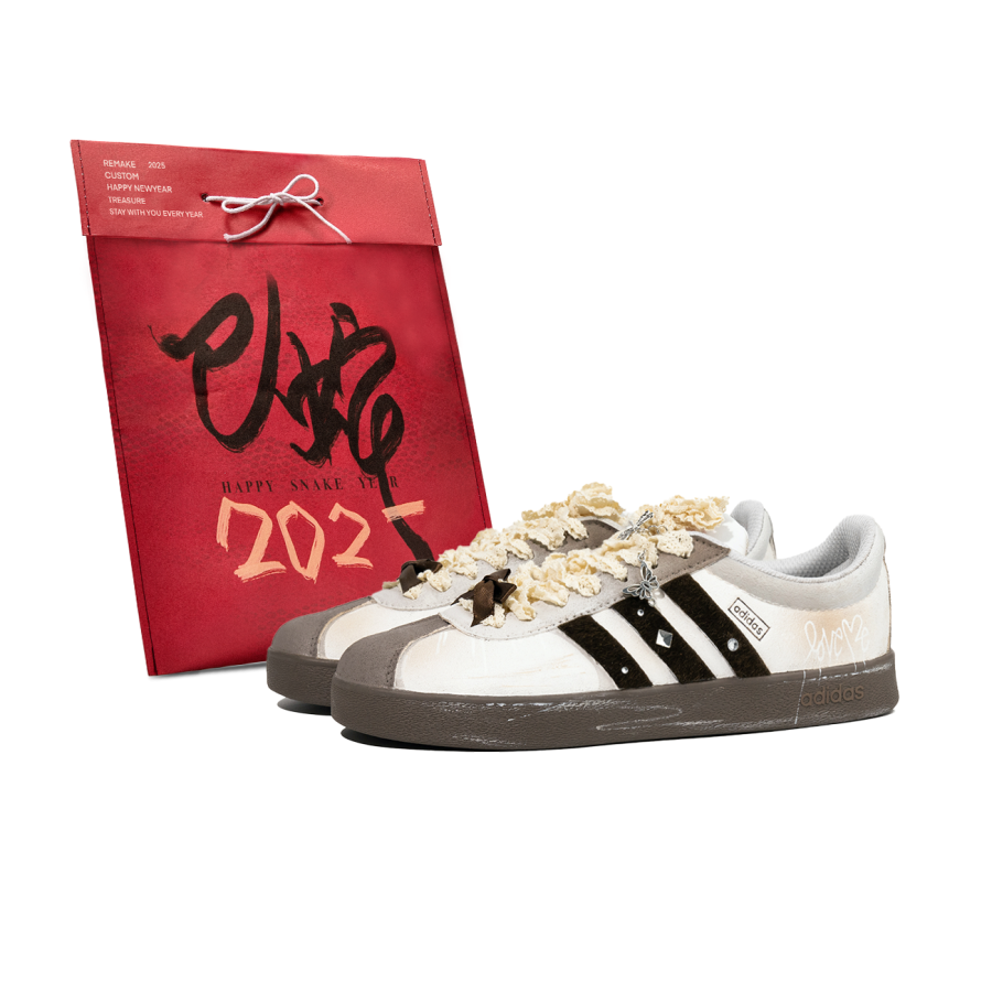 Adidas Neo VL Court 2.0 Da Vinci Custom, Serpent Auspicious, Shopping Bag, Mocha Coffee