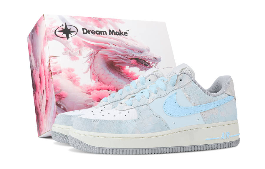 Nike Nike Air Force 1 Slip Resistant Cushioning Abrasion Resistant Low top Skateboard Shoes Women's Light Cyan