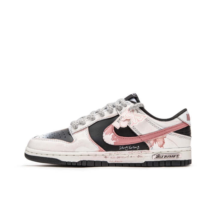 Nike Nike Dunk Little Butterfly Abrasion Resistant Low top Skateboard Shoes Unisex Black Pink