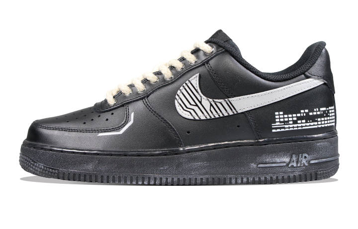 Nike Nike Air Force 1 Skateboard Shoes Unisex Low Top Black Silver