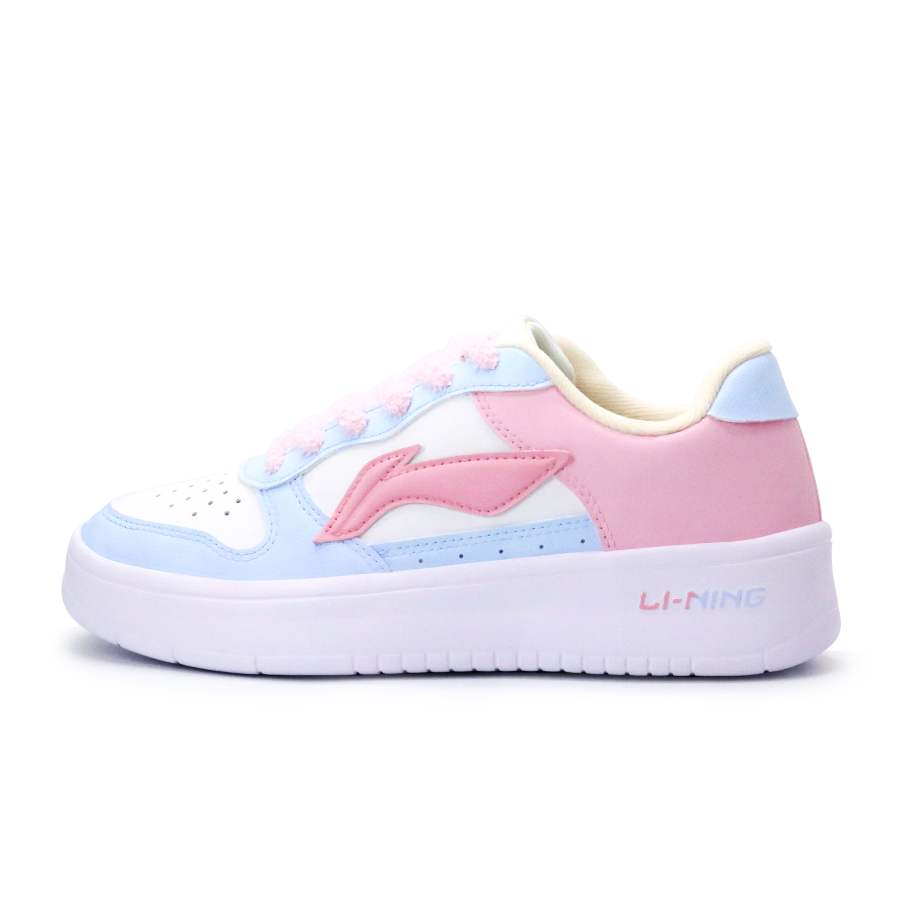 Li-Ning LiNing Pontoon Boats Abrasion Resistant, Lightweight, And Breathable Low top Skateboard Shoes Women's Pink Blue White
