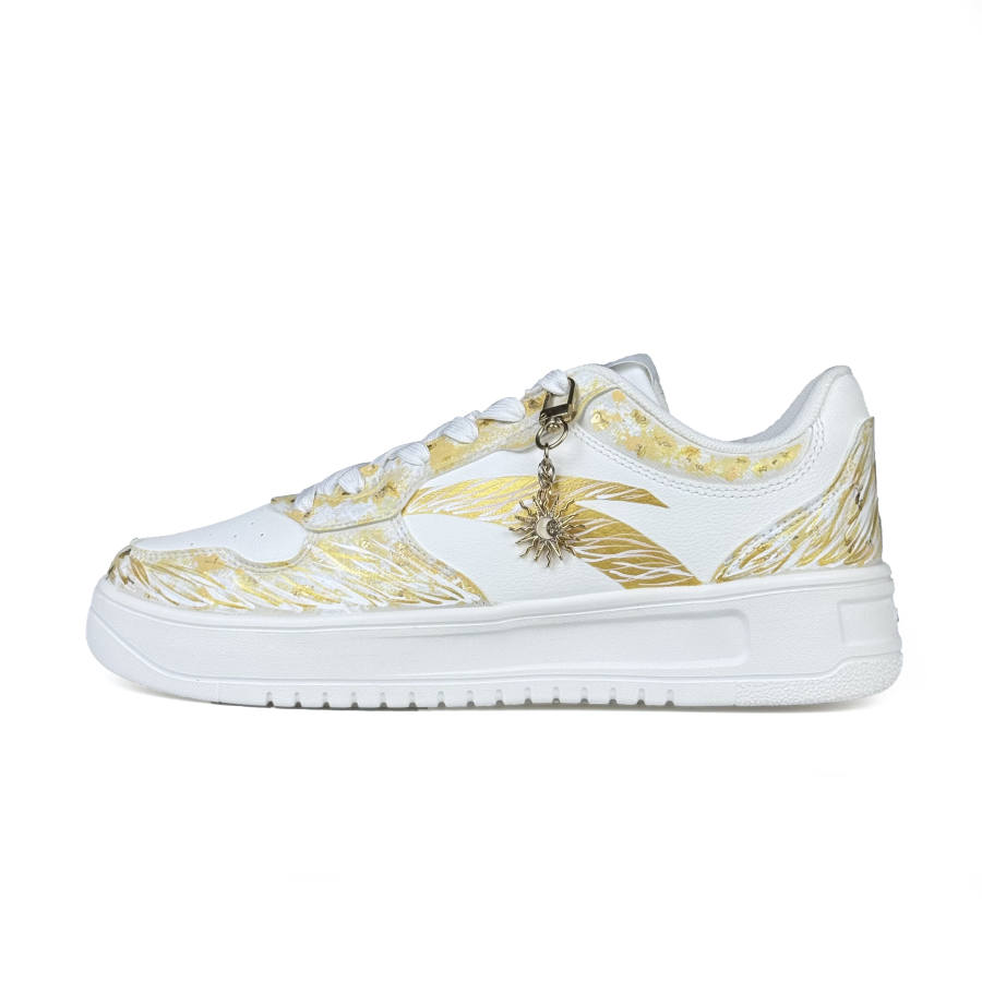 Anta Easy Cushioning Abrasion Resistant Cushioning, Wear Resistant Low top Skateboard Shoes Unisex Gold