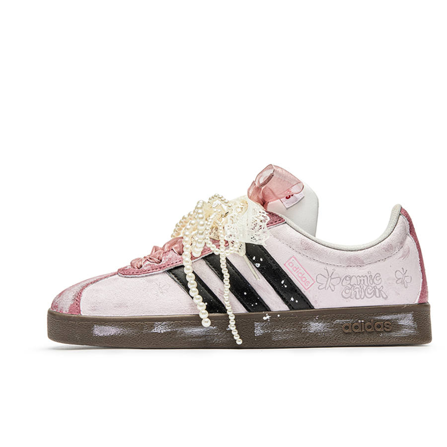 Adidas Neo VL Court 2.0 Butterfly Whisper Cushioning Low top Skateboard Shoes Unisex Pink Brown