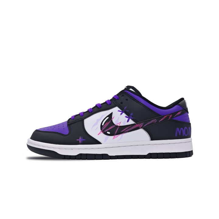 Nike Nike Dunk Purple Ghost Leather Abrasion Resistant Abrasion Resistant Low top Skateboard Shoes Unisex Black Purple