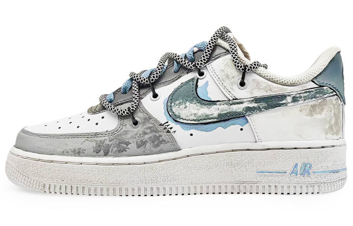Nike Nike Air Force 1 EIGHT% No. 9 Coverage Thermal Abrasion Resistant Low top Skateboard Shoes Unisex Blue
