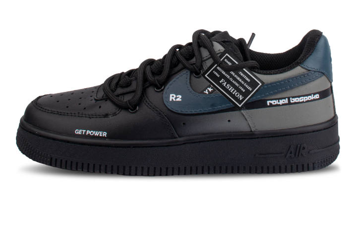 Nike Nike Air Force 1 Vow Leather Abrasion Resistant Low top Skateboard Shoes Unisex Black Blue