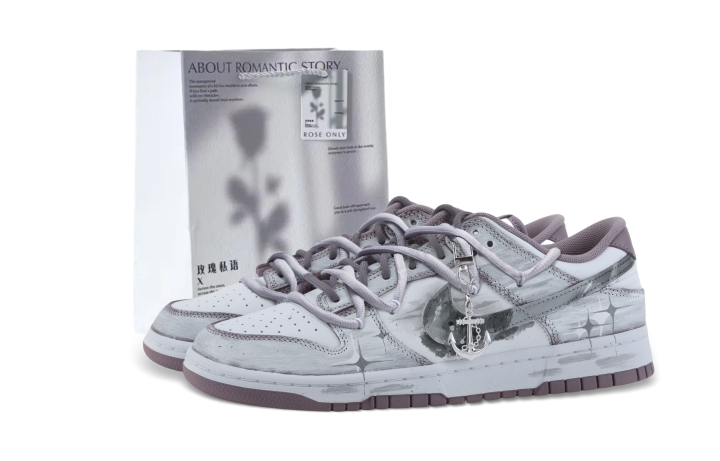Nike Nike Dunk Drippy Lunar Gravity Abrasion Resistant Low top Skateboard Shoes Unisex Gray Purple
