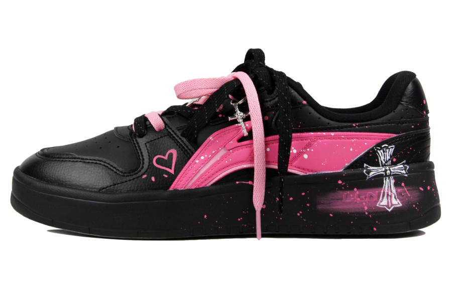 Li-Ning Li Ning Slip Resistant Cushioning Abrasion Resistant Low top Skateboard Shoes Men's Black Pink