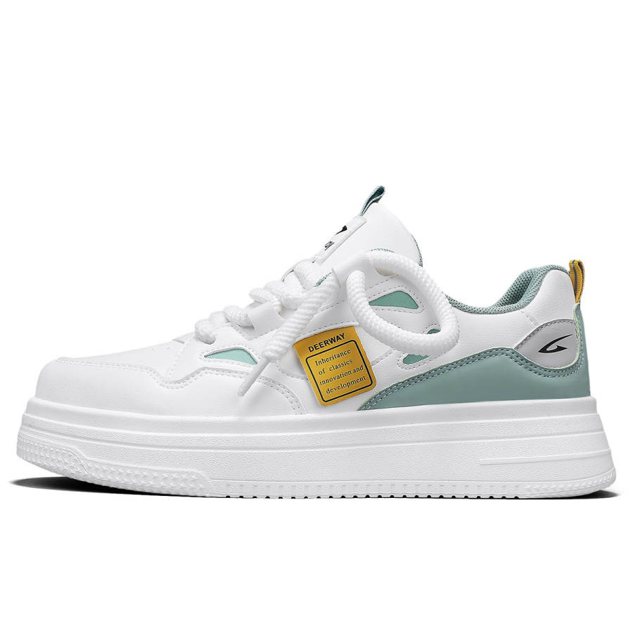 DEERWAY Slip Resistant, Abrasion Resistant, Breathable Low top Skateboard Shoes Men's White Light Green