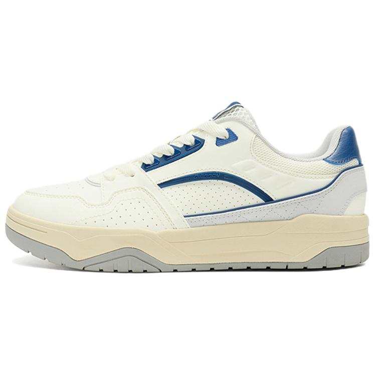 QIAODAN Quality Drying Coverage Slip Resistant Lightweight Low top Skateboard Shoes Men's Ivory White Mirage Blue