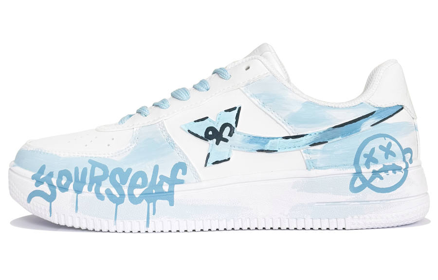 XTEP Air Force 1 Balance Lightweight Slip Resistant Low top Skateboard Shoes Women's Light Blue