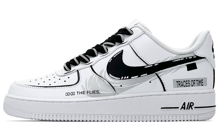 Nike Nike Air Force 1 Leather Abrasion Resistant Low top Skateboard Shoes Men's Black White