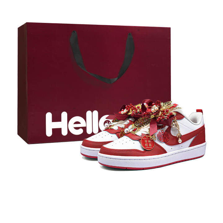 Nike Nike Court Borough Blissful Lightweight Anti Slip Low top Skateboard Shoes Women's White Red
