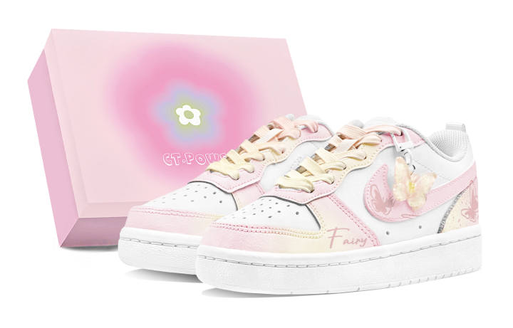 Nike Nike Court Borough Skateboard Shoes Unisex Low Top Pink/Yellow
