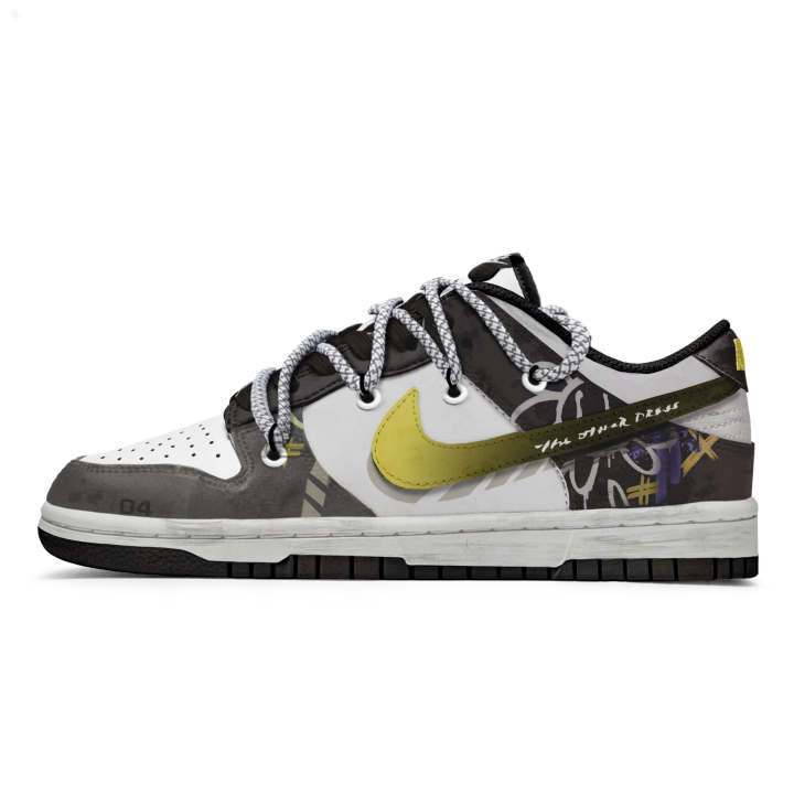 Nike Nike Dunk Slip Resistant Abrasion Resistant Low top Skateboard Shoes Unisex Black Gold