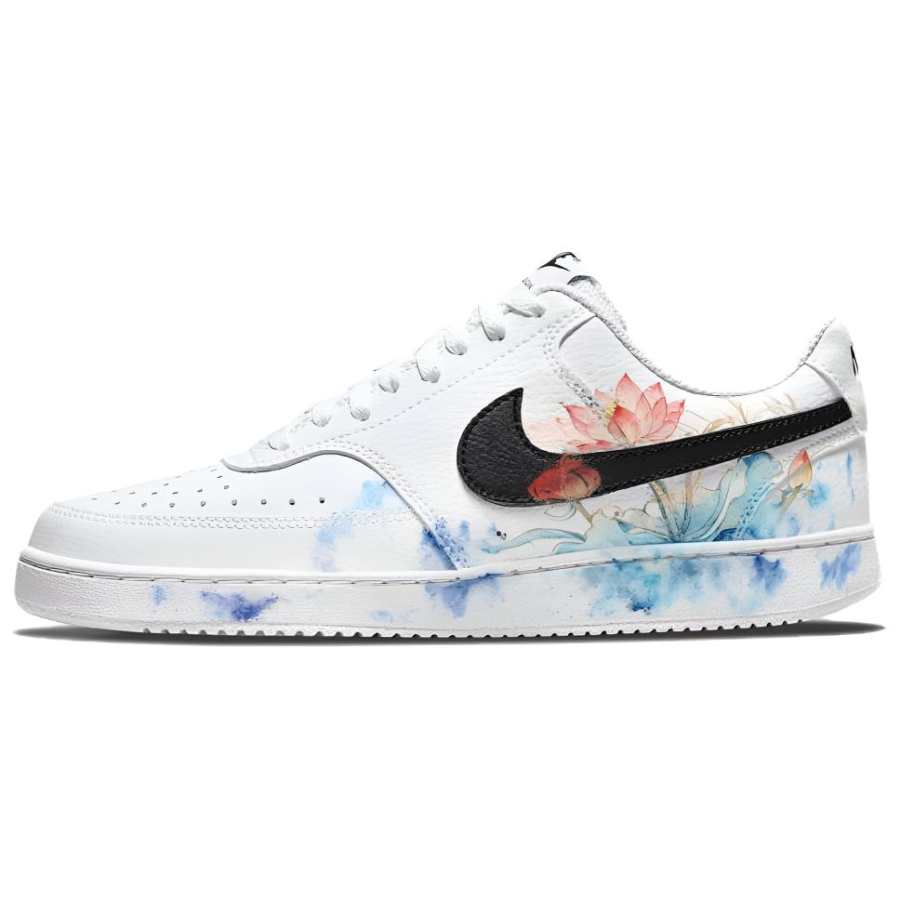 Nike Nike Court Vision 1 Sea Lotus No Drowsy Abrasion Resistant Low top Skateboard Shoes Men's White Blue Pink
