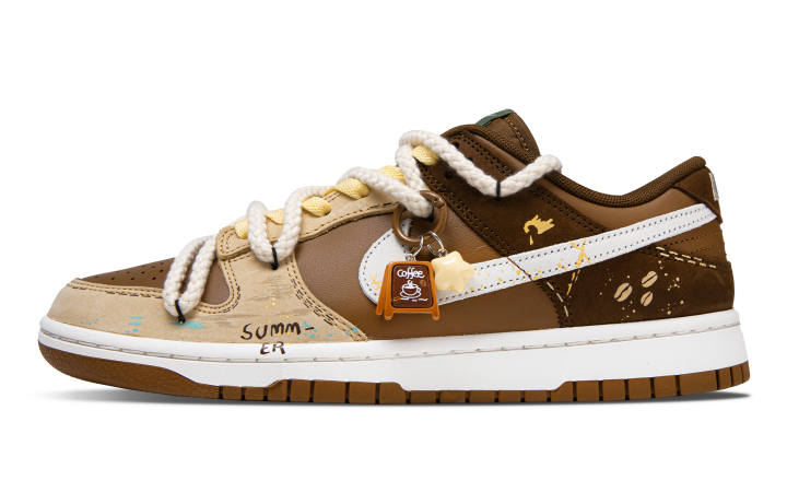 Nike Nike Dunk Butter Latte Abrasion Resistant Abrasion Resistant Low top Skateboard Shoes Unisex White Brown