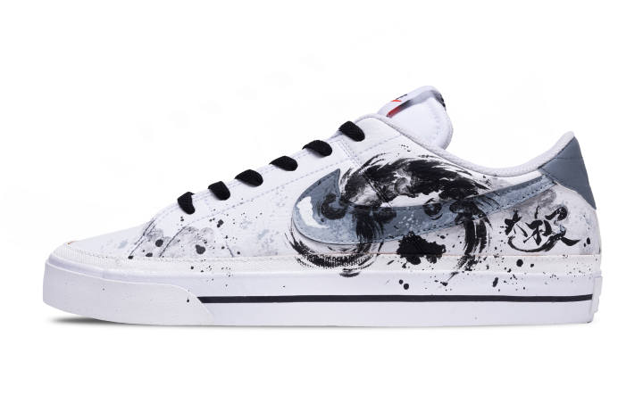 Nike Nike Court Legacy Ink Intent Tai Chi Slip Resistant Slip Resistant Low top Skateboard Shoes Unisex Black White Gray
