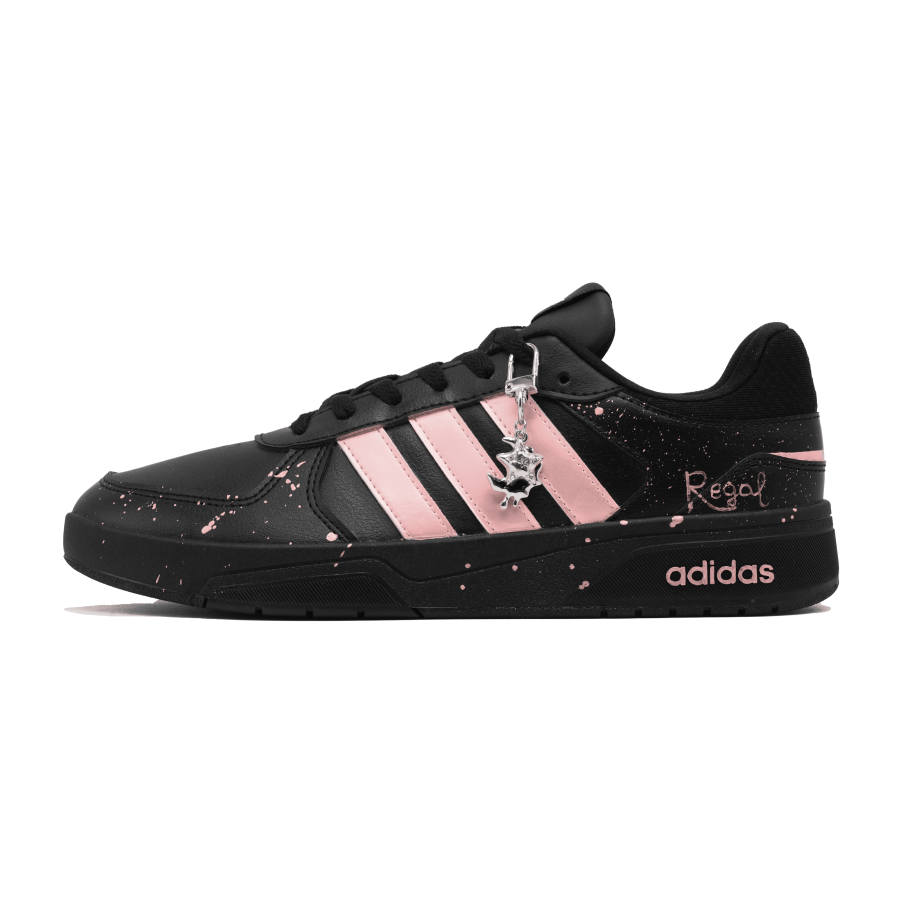 Adidas Neo Courtbeat Iridescent Fireflies Slip Resistant Abrasion Resistant Low top Skateboard Shoes Unisex Black Pink