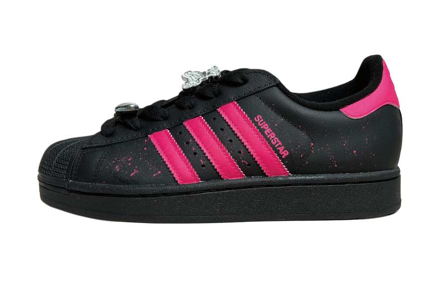 Adidas Originals Superstar 2 Abrasion Resistant Low top Skateboard Shoes Unisex Black Pink