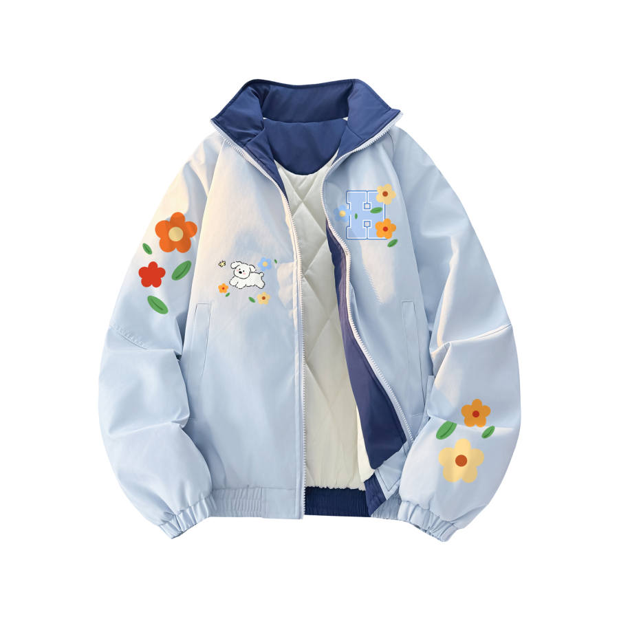 HUANQIU Puffer Jackets Unisex Lapel Thickened Padded Puffer Jacket