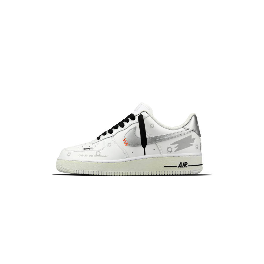 Nike Nike Air Force 1 White Warrior, Peace And Love Low top Skateboard Shoes Unisex White Silver