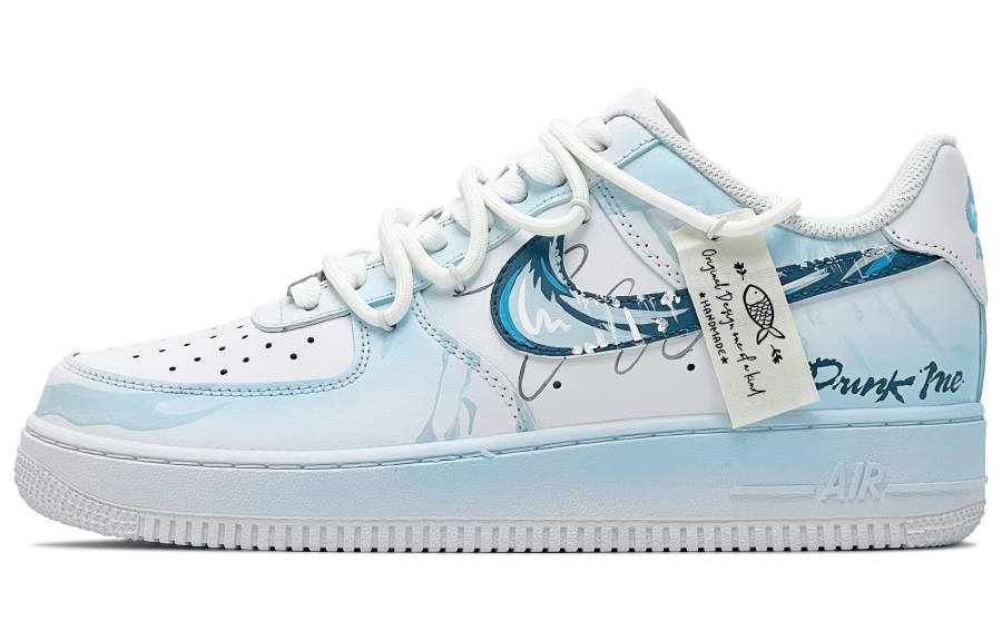 Nike Nike Air Force 1 Abrasion Resistant Low top Skateboard Shoes Men's White Blue