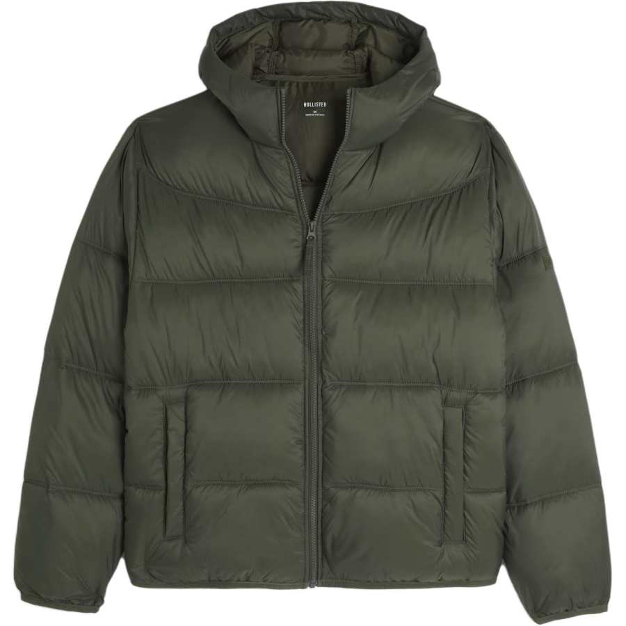 Hollister/ Puffer Jackets Men's Green Hooded Moderate