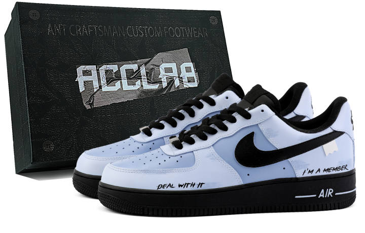 Nike Nike Air Force 1 Height Increasing Low top Skateboard Shoes Unisex Blue Black