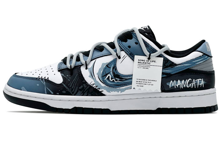 Nike Nike Dunk Abrasion Resistant Abrasion Resistant Low top Skateboard Shoes Unisex Black White Blue
