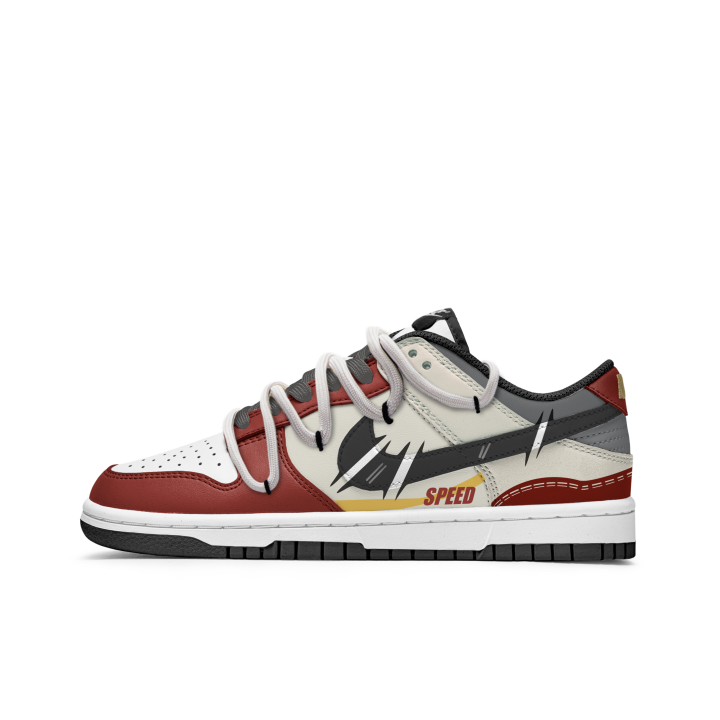 Nike Nike Dunk Freedom Panda, Speed Red Slip Resistant Abrasion Resistant Low top Skateboard Shoes Unisex Beige Red
