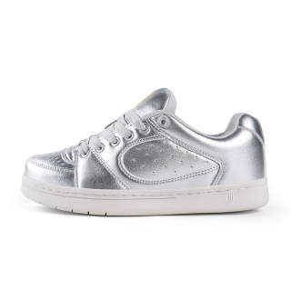 JINJIJIANG Cushioning, Wear Resistant Low top Skateboard Shoes Women's Silver Leather Upper