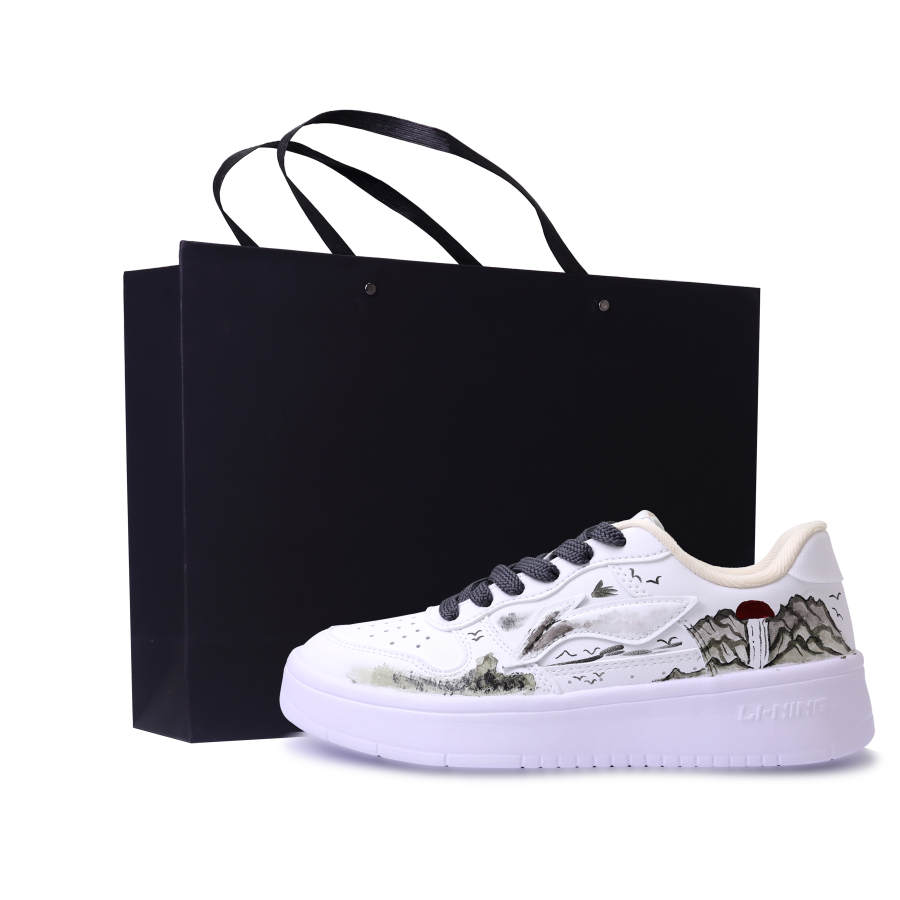Li-Ning Li Ning Floating Boat Abrasion Resistant, Lightweight, And Breathable Low top Skateboard Shoes Unisex Gray White