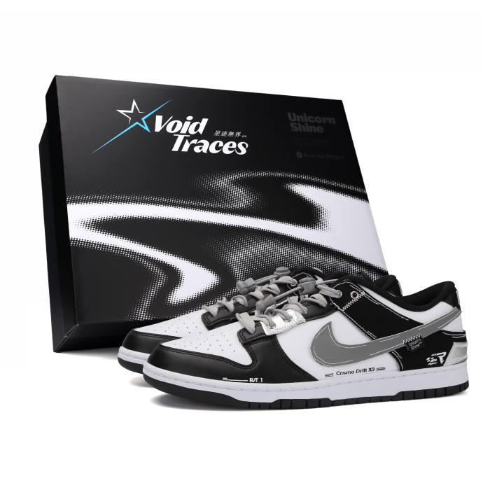 Nike Nike Dunk Silver Wing Starlight Abrasion Resistant Low top Skateboard Shoes Unisex Silver Black