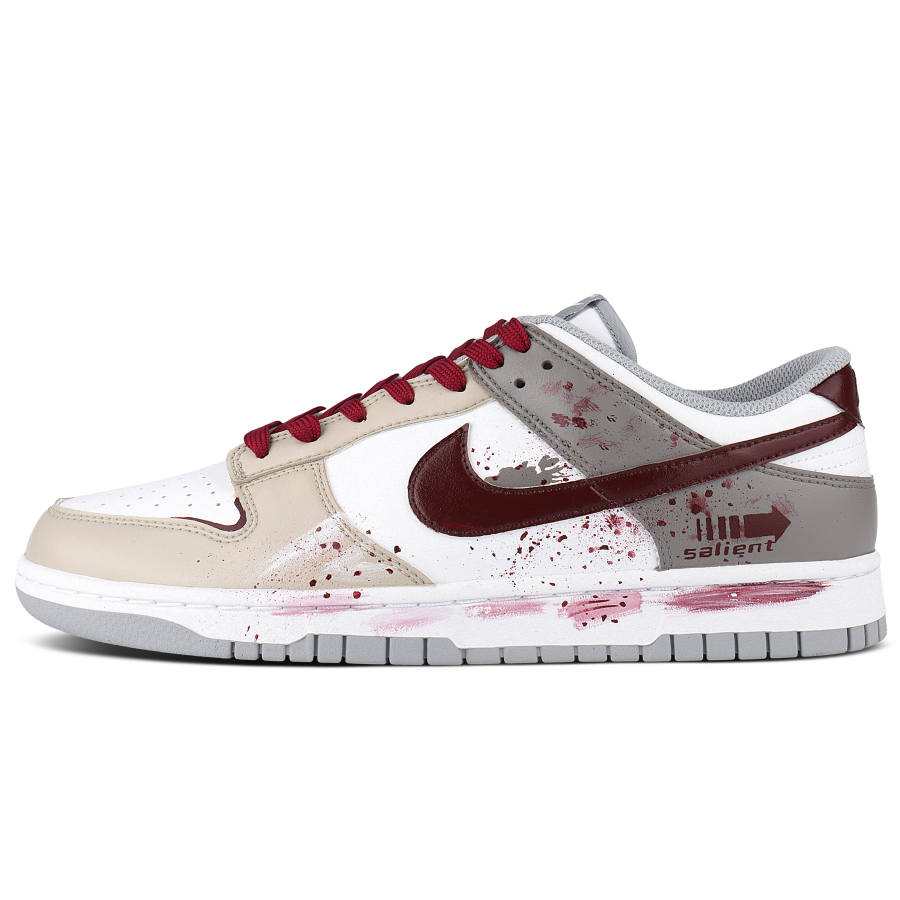 Nike Nike Dunk Salient Blood Camouflage Abrasion Resistant Abrasion Resistant Low top Skateboard Shoes Unisex Burgundy Gray