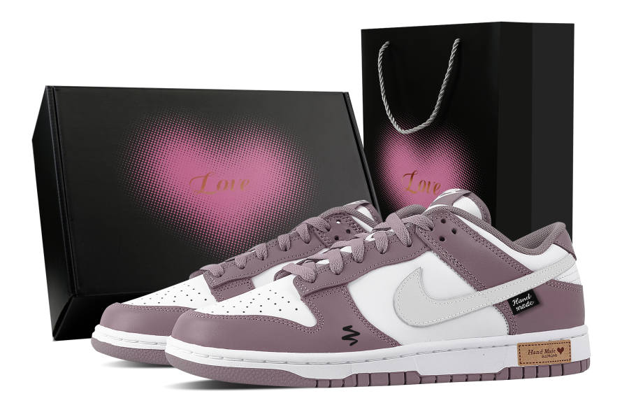 Nike Nike Dunk Soft Purple Sand, Heart Box Leather Abrasion Resistant Low top Skateboard Shoes Unisex Purple Gray