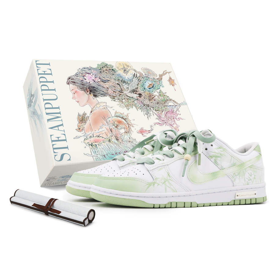 Nike Nike Dunk Low Abrasion Resistant Breathable Low top Skateboard Shoes Men's Green White